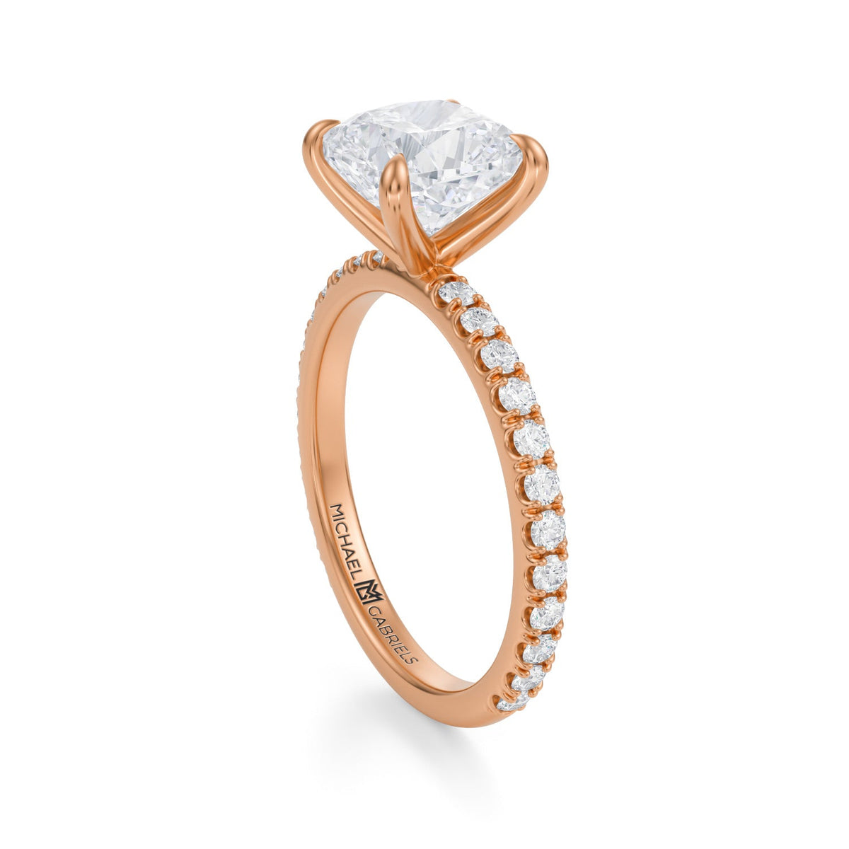 Cushion Modern Pave Ring (3.40 Carat G-VS1) - Michael Gabriels