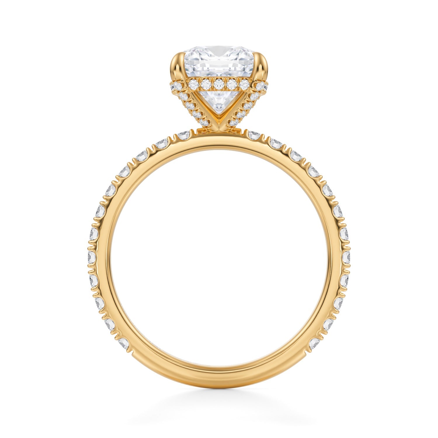 Cushion Pave Basket With Pave Ring (3.00 Carat F-VVS2) - Michael Gabriels