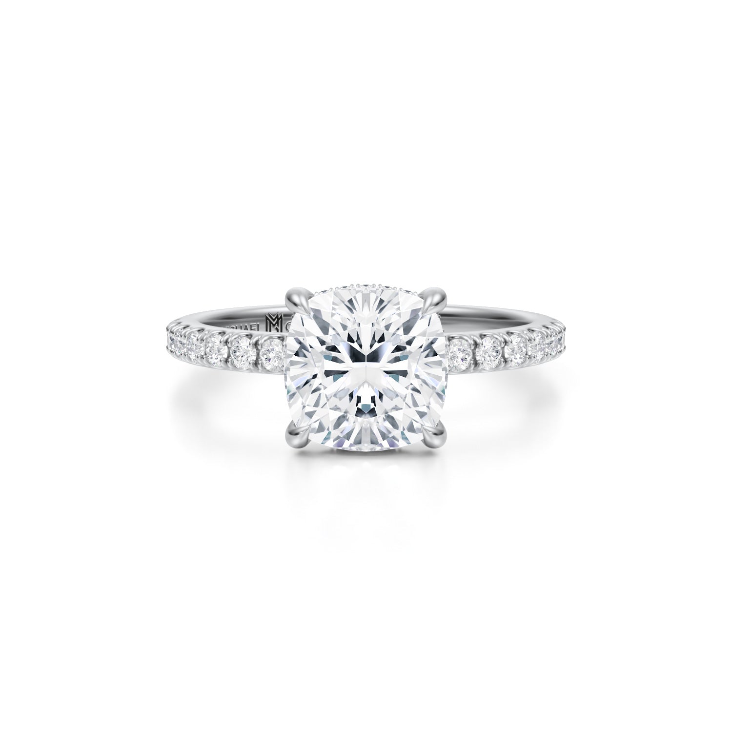 Cushion Pave Basket With Pave Ring (3.50 Carat G-VS1) - Michael Gabriels