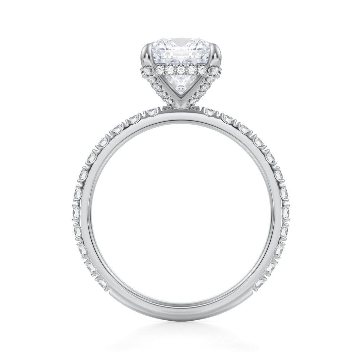 Cushion Pave Basket With Pave Ring (3.70 Carat F-VVS2) - Michael Gabriels