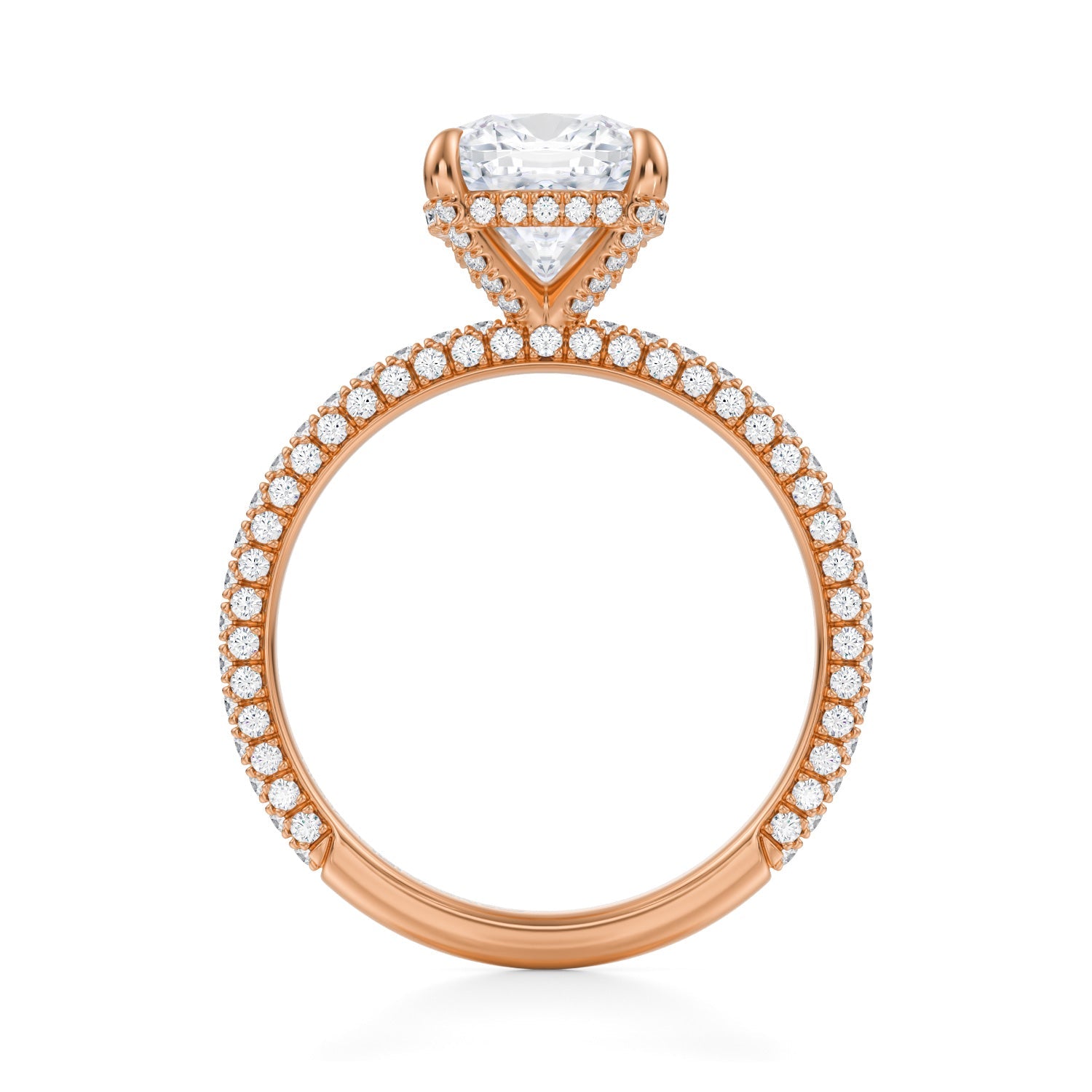 Cushion Pave Basket With Trio Pave Ring (2.50 Carat E-VS1) - Michael Gabriels