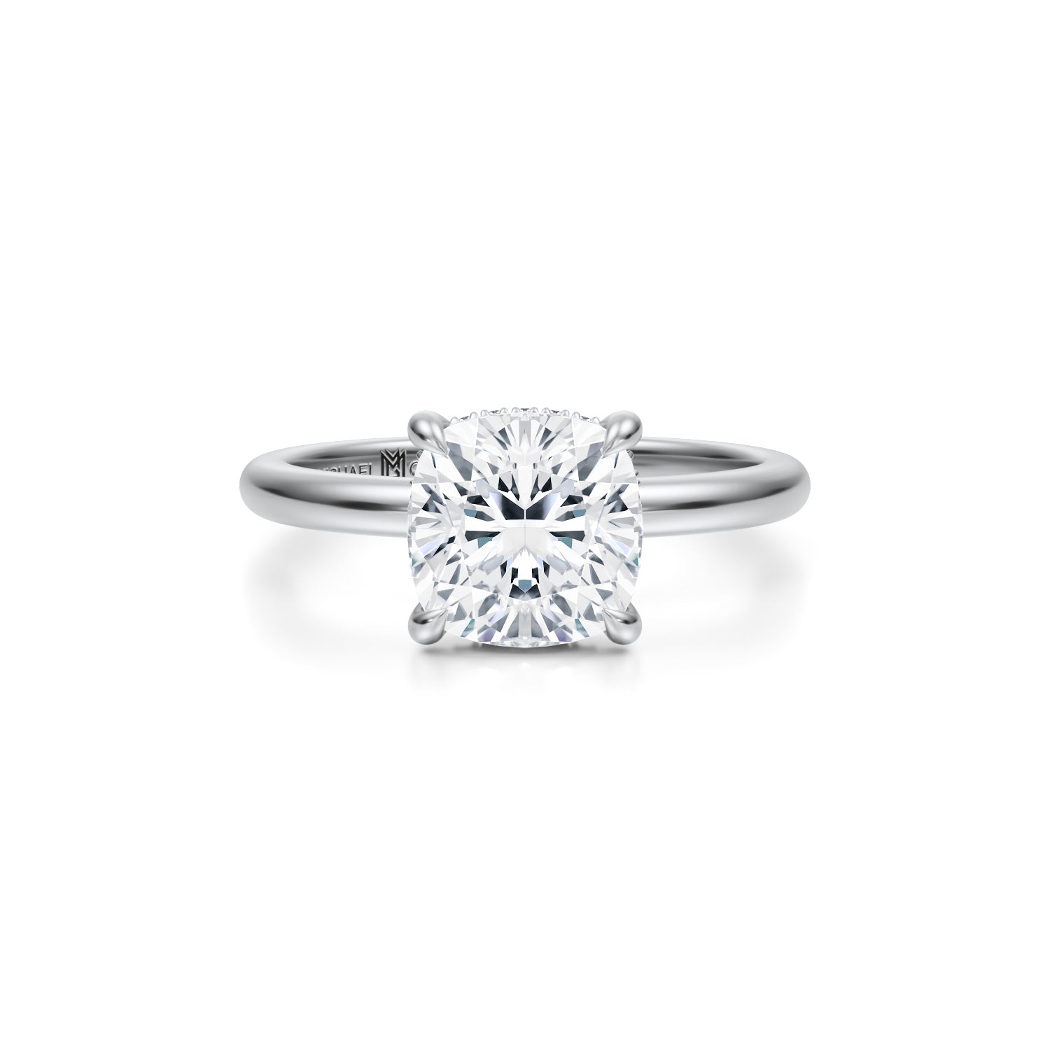 Cushion Solitaire Ring With Invisible Halo (1.70 Carat E-VS1) - Michael Gabriels