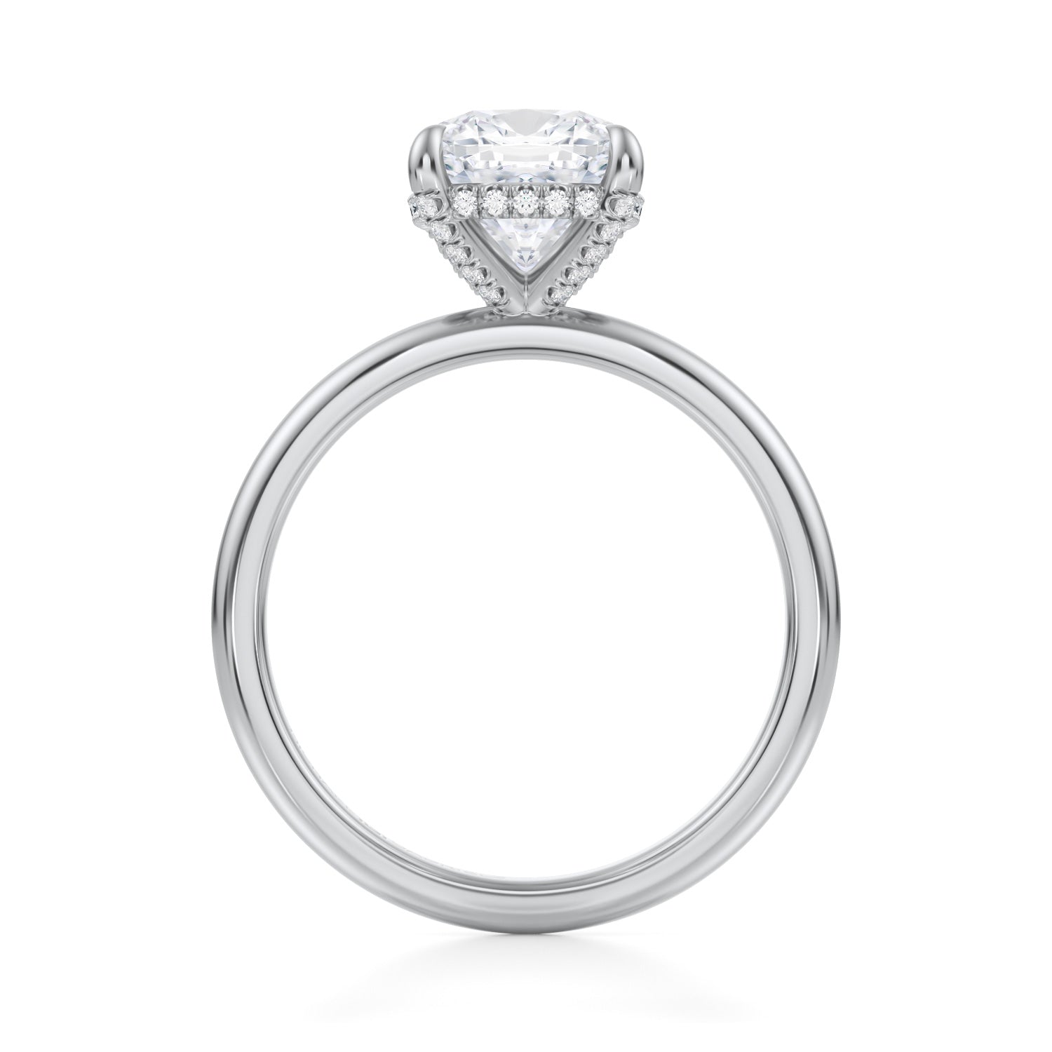 Cushion Solitaire Ring With Pave Basket (2.50 Carat G-VVS2) - Michael Gabriels