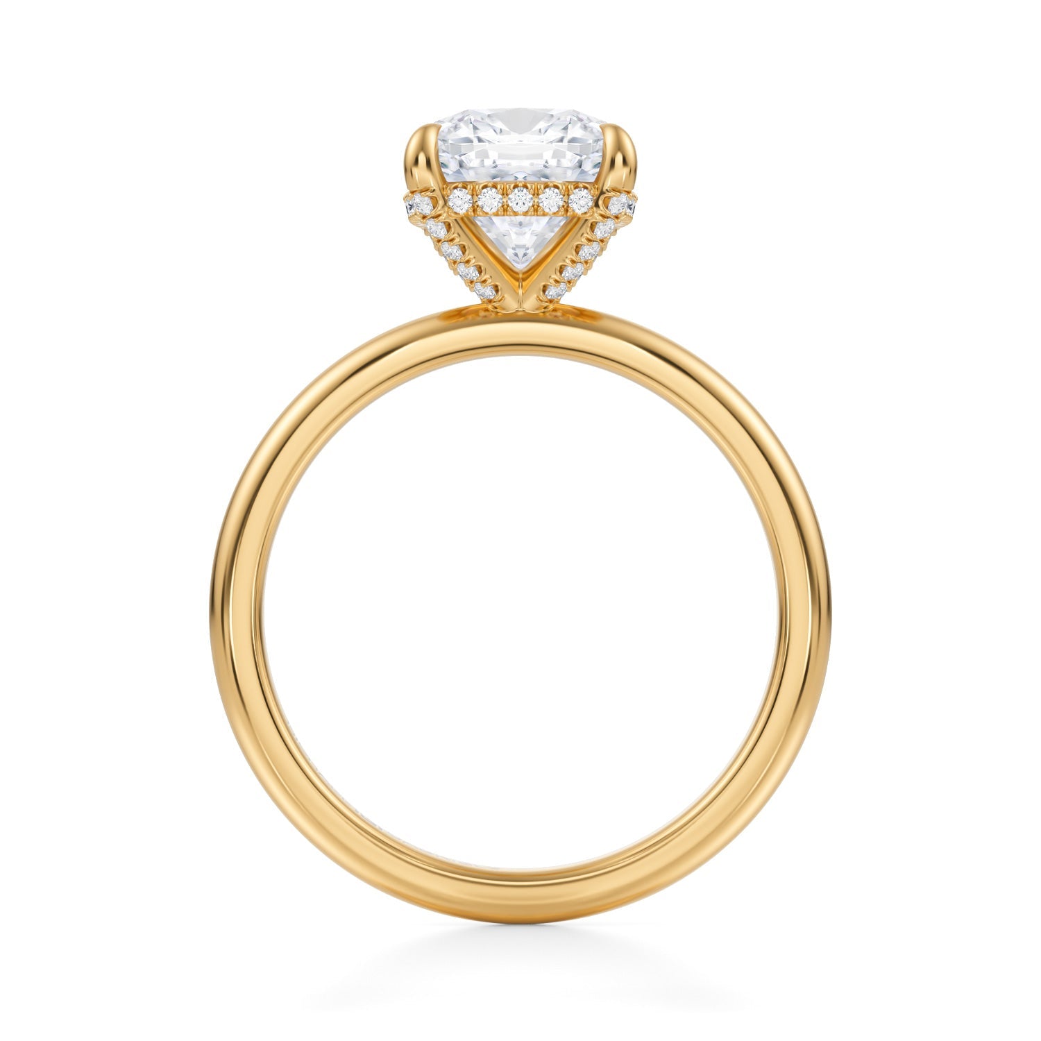 Cushion Solitaire Ring With Pave Basket (3.00 Carat G-VS1) - Michael Gabriels