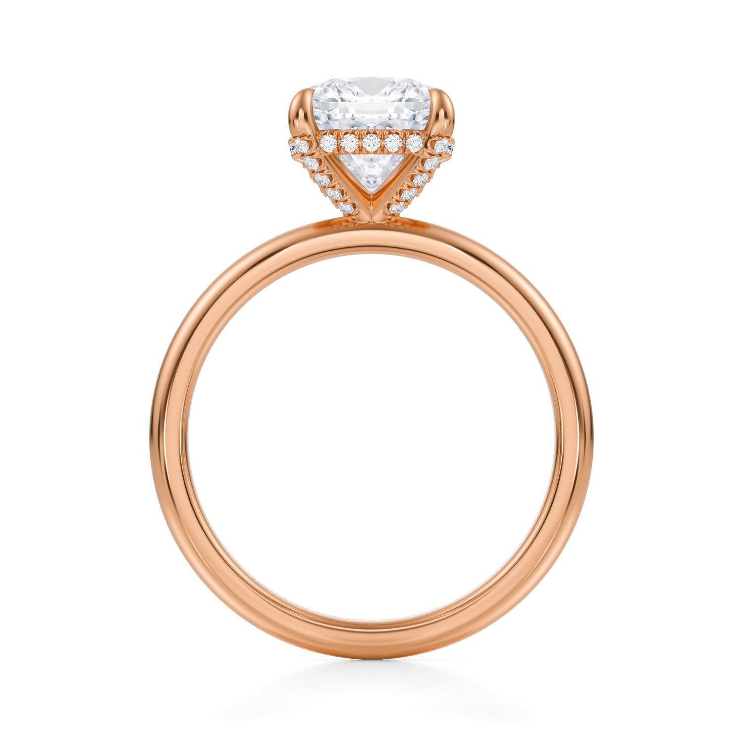 Cushion Solitaire Ring With Pave Basket (3.40 Carat G-VS1) - Michael Gabriels