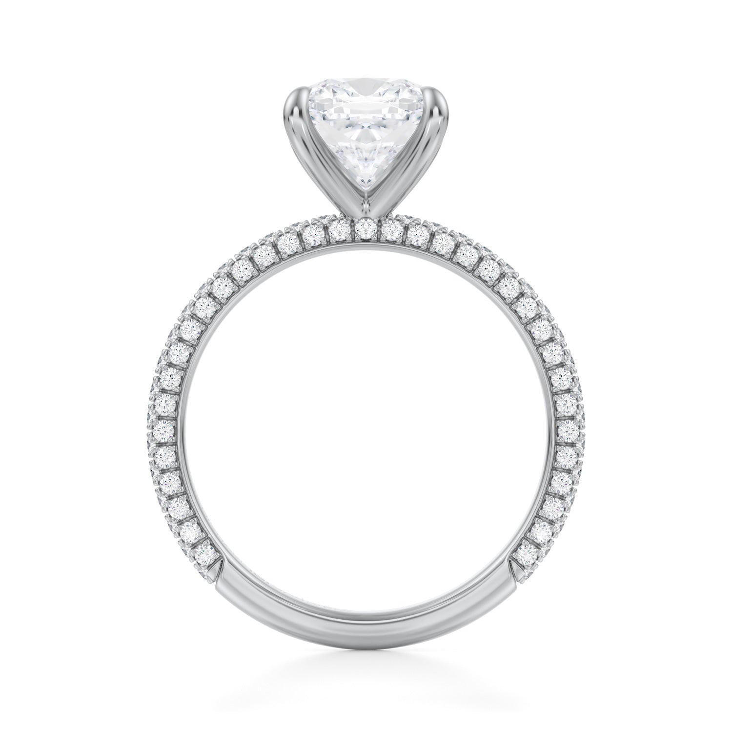 Cushion Trio Pave Ring (3.20 Carat D-VVS2) - Michael Gabriels