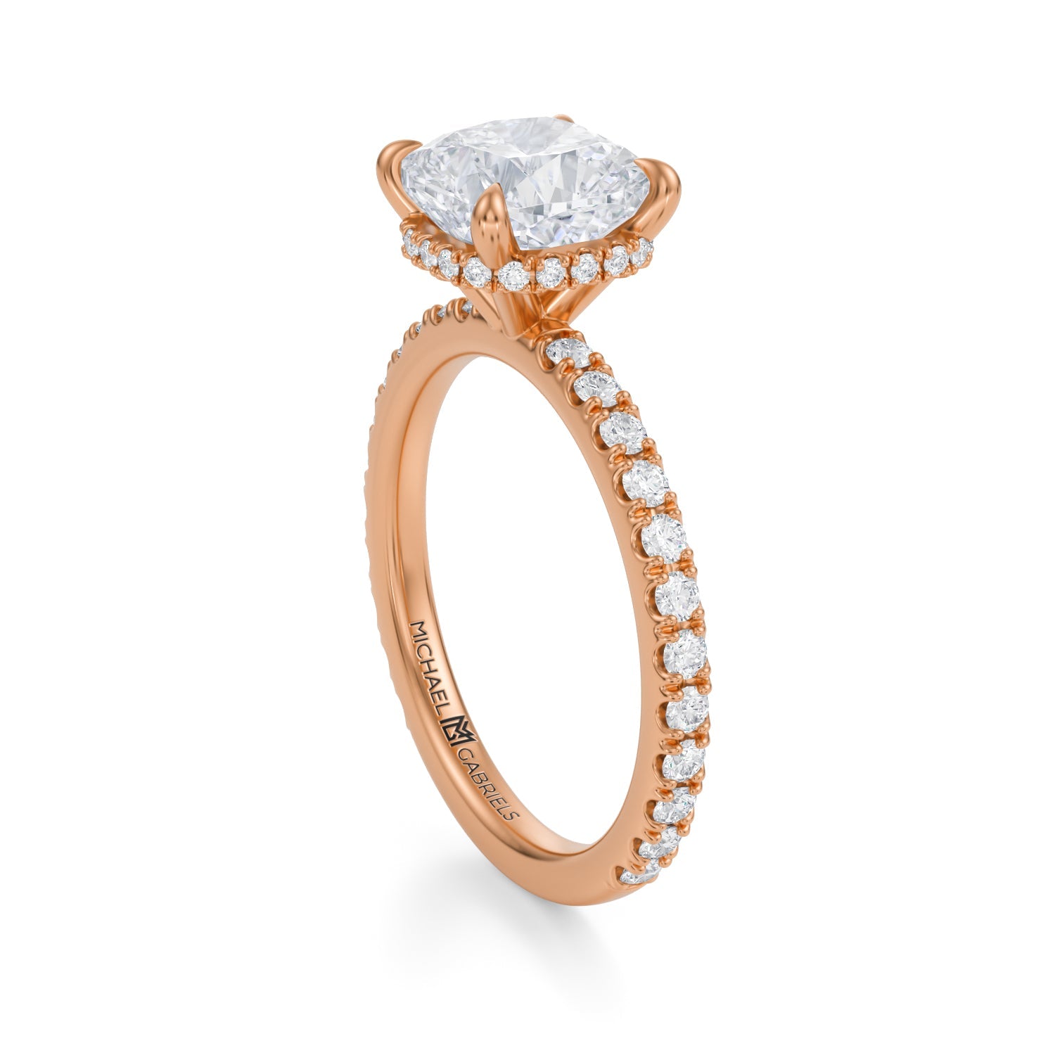 Cushion Wrap Halo With Pave Ring (2.50 Carat F-VS1) - Michael Gabriels