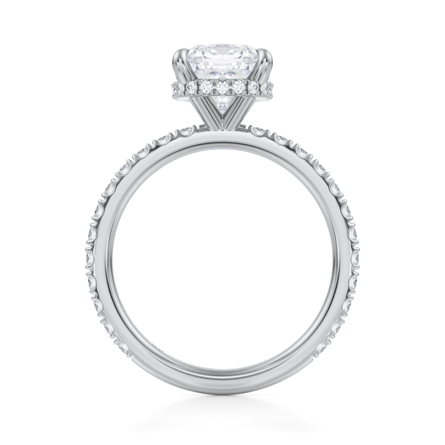 Cushion Wrap Halo With Pave Ring (3.00 Carat D-VVS2) - Michael Gabriels