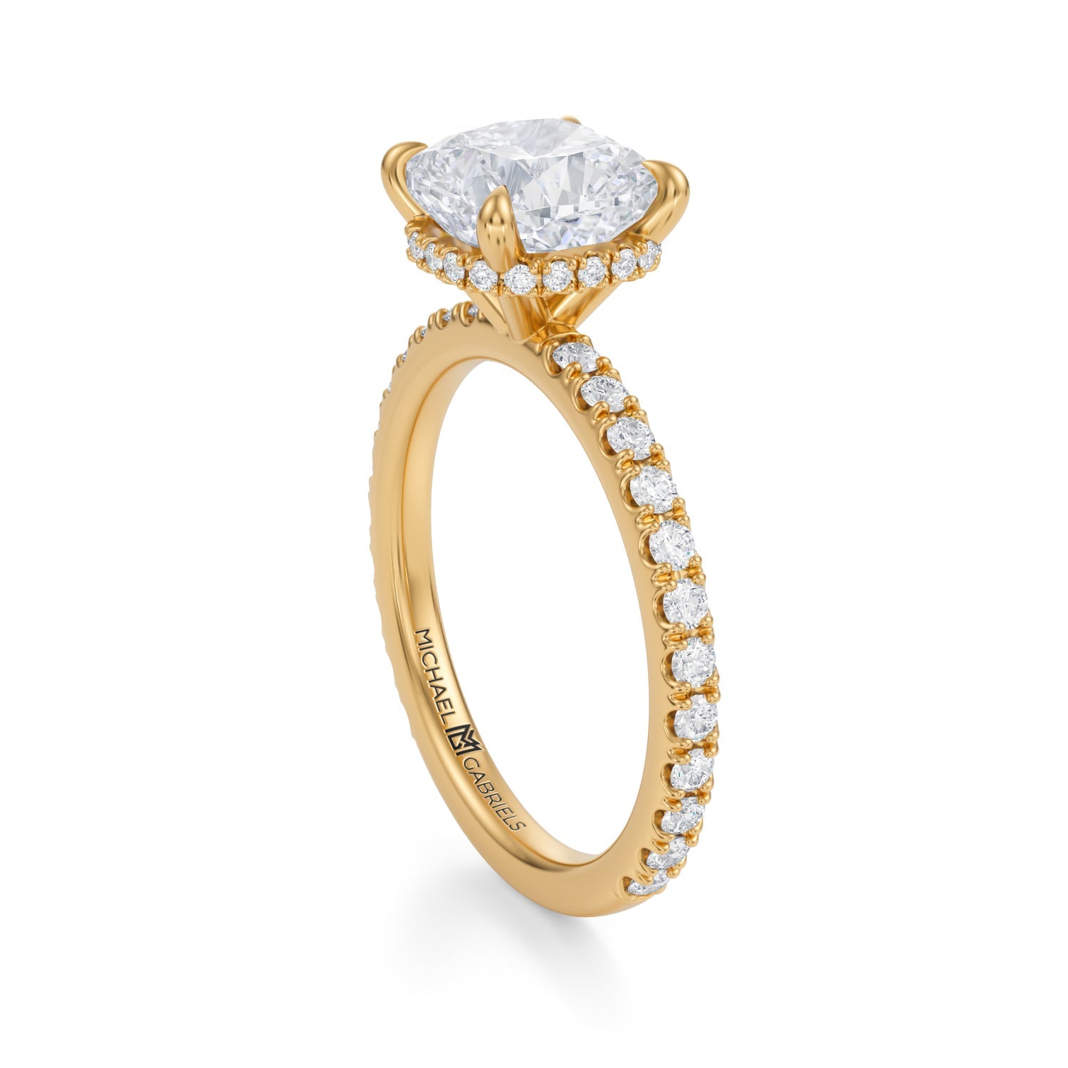 Cushion Wrap Halo With Pave Ring (3.50 Carat G-VS1) - Michael Gabriels