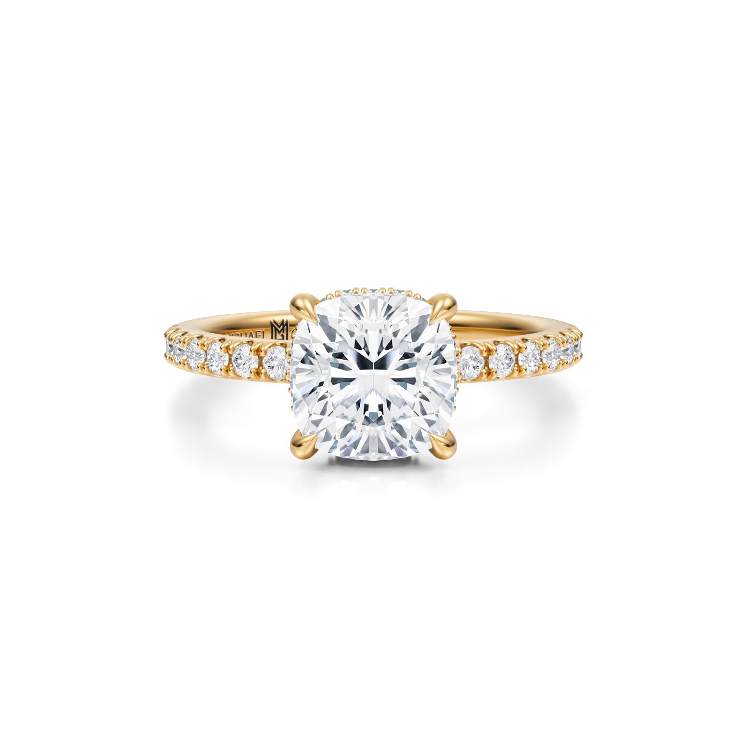 Cushion Wrap Halo With Pave Ring (3.70 Carat E-VS1) - Michael Gabriels