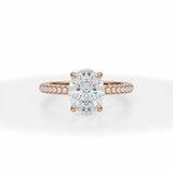 Lab Grown Diamond Oval Trio Pave Ring in Pink Gold