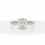 Lab Grown Diamond Oval Trio Pave Ring in Yellow Gold