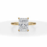 Radiant Cut Lab Grown Diamond Solitaire Ring With Pave Basket in Yellow Gold