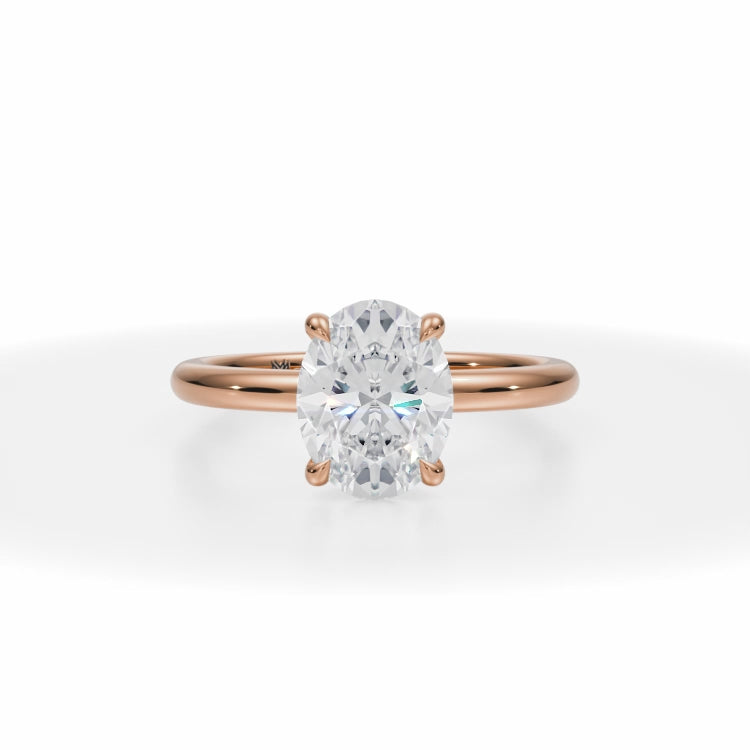 Lab Grown Diamond Classic Oval Solitaire Ring in Pink Gold