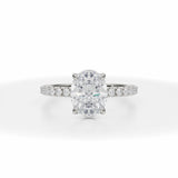 Lab Grown Diamond Oval Invisible Halo With Pave Ring in White Gold
