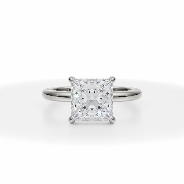 Princess Solitaire Ring With Invisible Halo