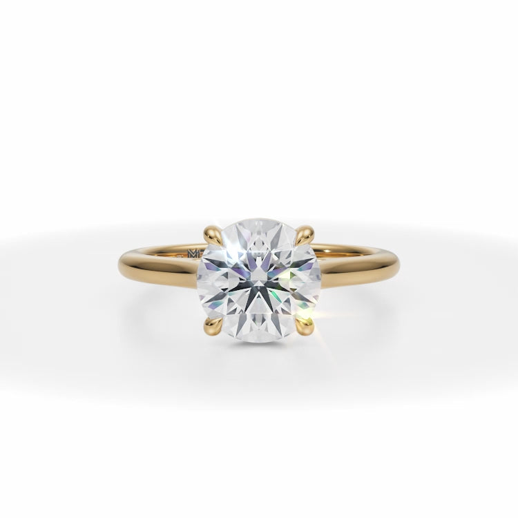 Classic Lab Grown Diamond Round Cathedral Ring in Yellow Gold
