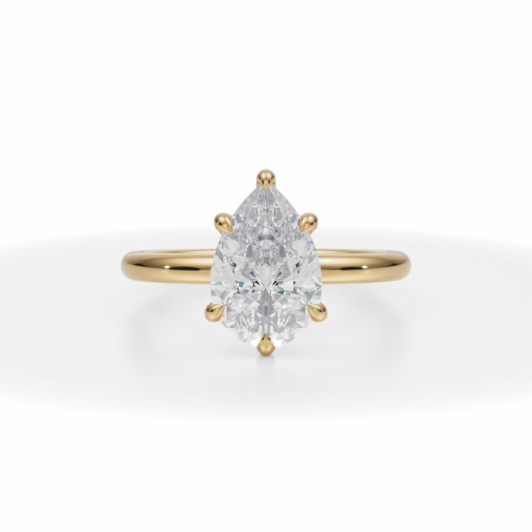 Lab Grown Diamond Classic Pear Solitaire Ring in Yellow Gold
