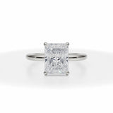 Lab Grown Diamond Radiant Solitaire Ring With Invisible Halo in White Gold