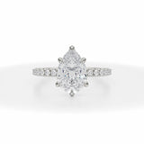 Lab Grown Diamond Pear Invisible Halo With Pave Ring in White Gold