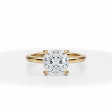 Classic Lab Grown Diamond Cushion Solitaire Ring in Yellow Gold