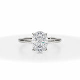 Oval Lab Grown Diamond Solitaire Ring With Invisible Halo in White Gold