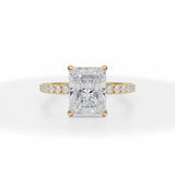 Lab Grown Diamond Radiant Cut Invisible Halo With Pave Ring in Yellow Gold