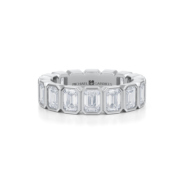 Emerald Bezel Lab Grown Diamond Vertical Eternity Band - Small