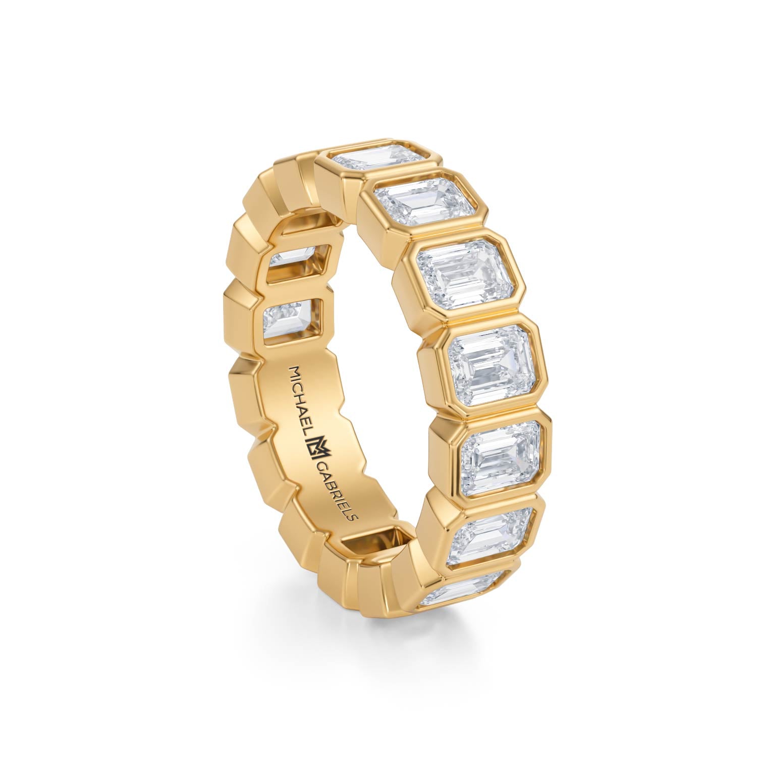 Emerald Bezel Lab Grown Diamond Vertical Eternity Band - Small