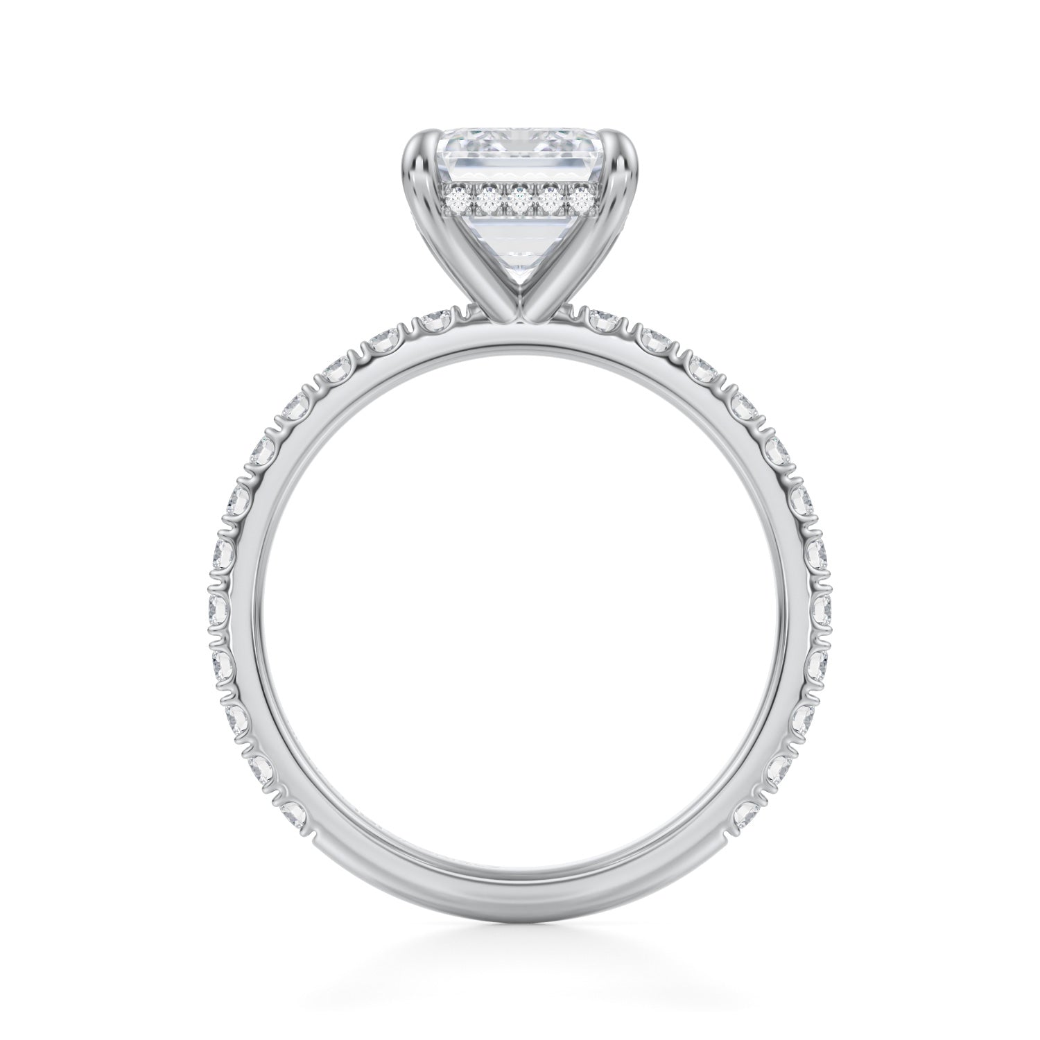 Emerald Invisible Halo With Pave Ring (1.40 Carat D-VS1) - Michael Gabriels