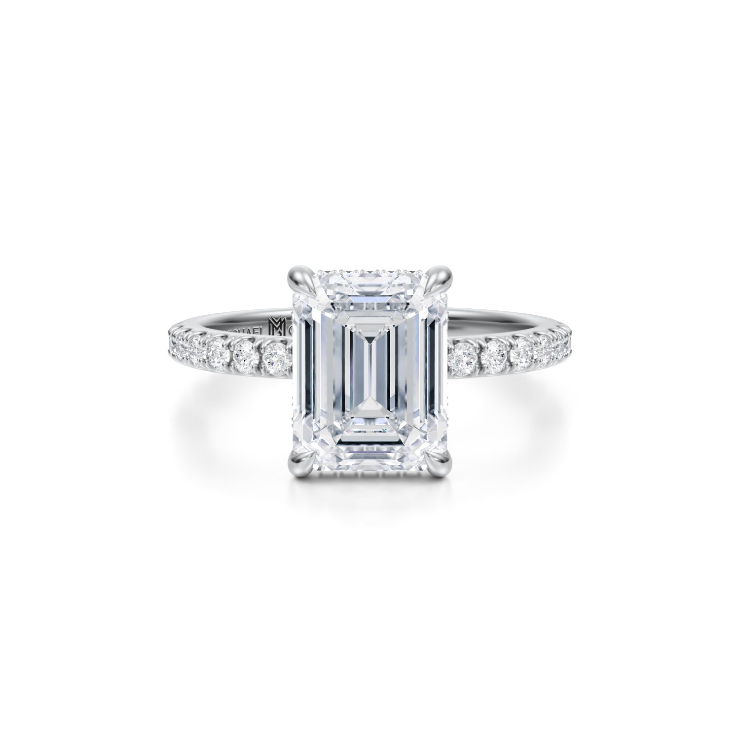 Emerald Invisible Halo With Pave Ring (1.50 Carat E-VS1) - Michael Gabriels