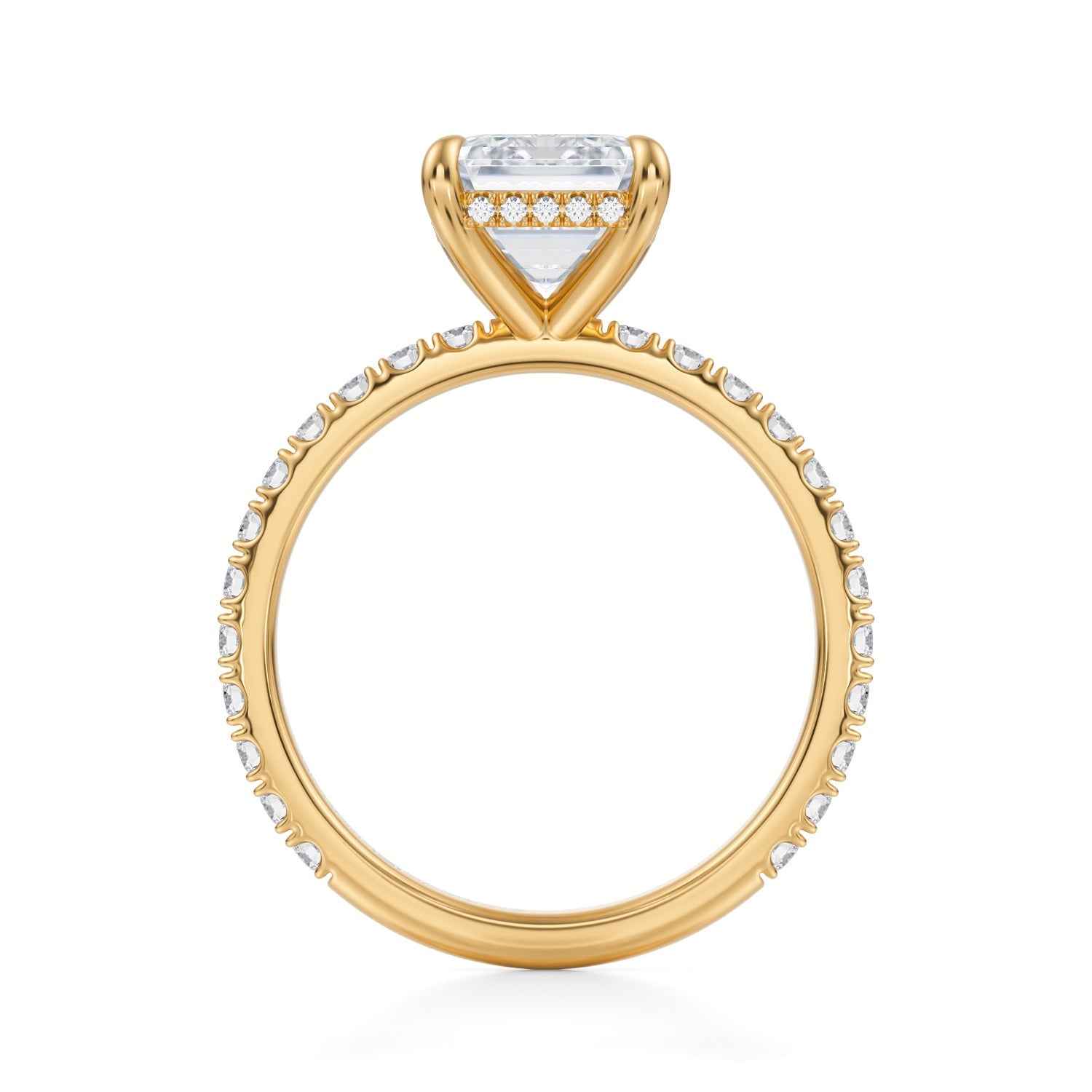 Emerald Invisible Halo With Pave Ring (3.70 Carat F-VVS2) - Michael Gabriels