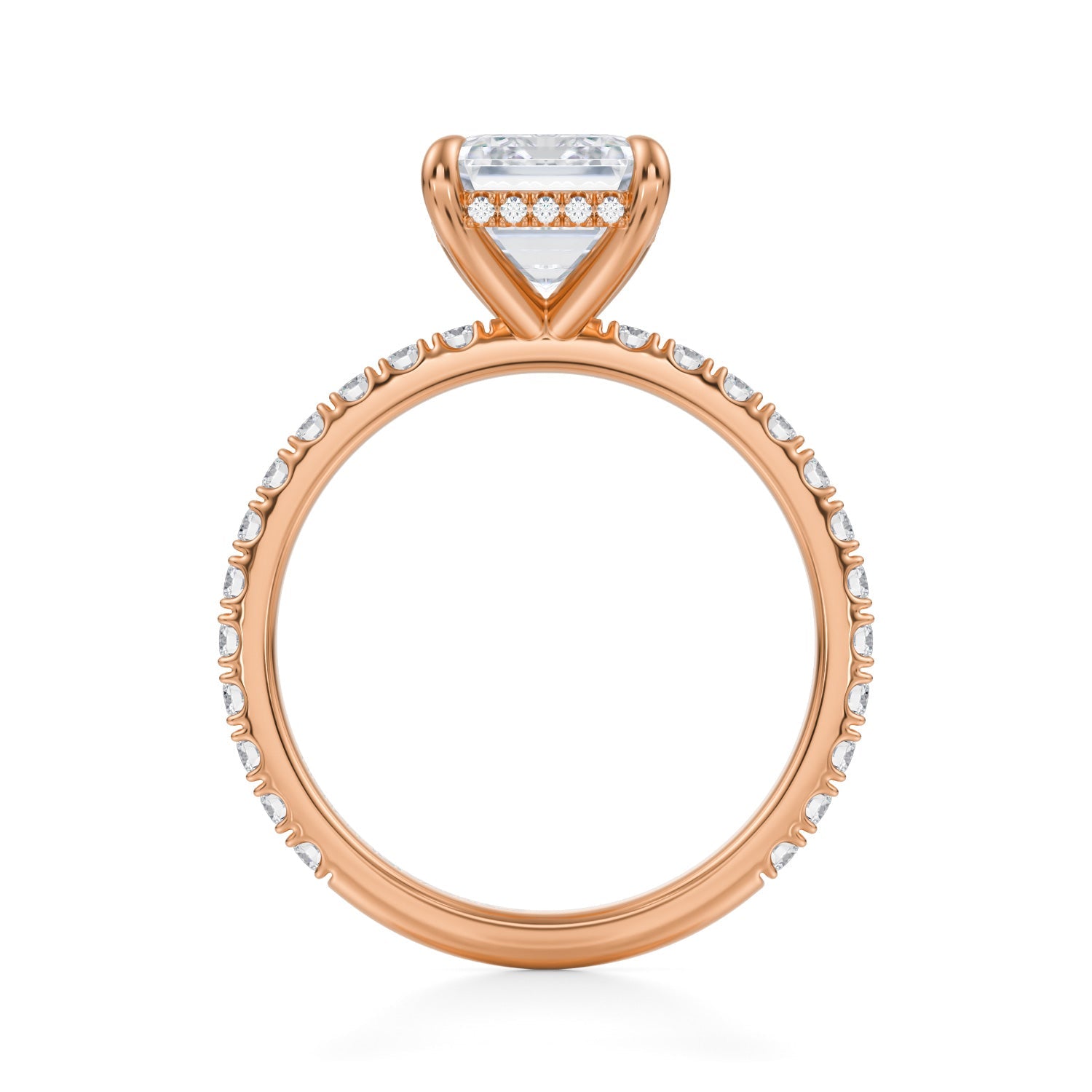 Emerald Invisible Halo With Pave Ring (3.70 Carat F-VVS2) - Michael Gabriels