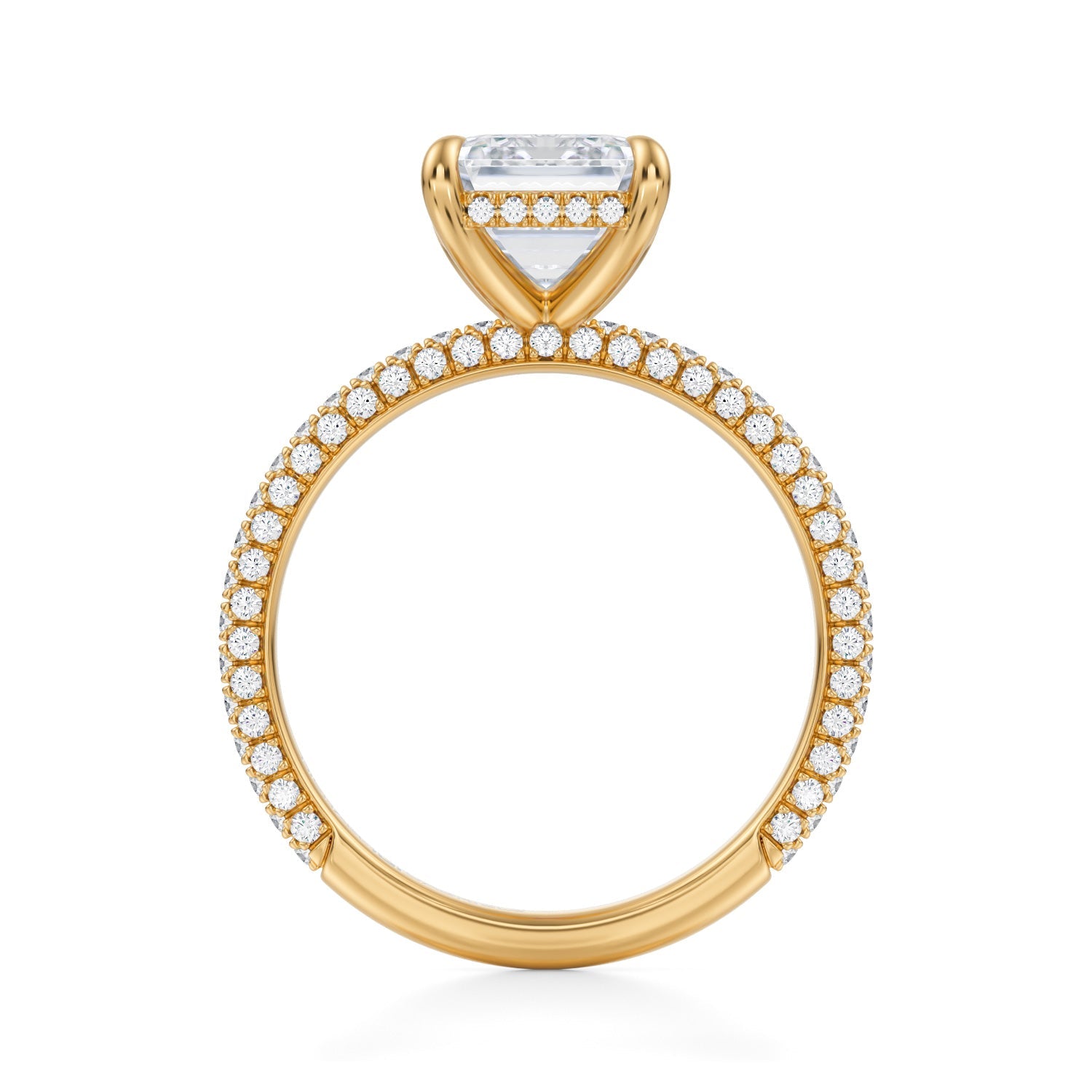 Emerald Invisible Halo With Trio Pave Ring (3.70 Carat F-VS1) - Michael Gabriels