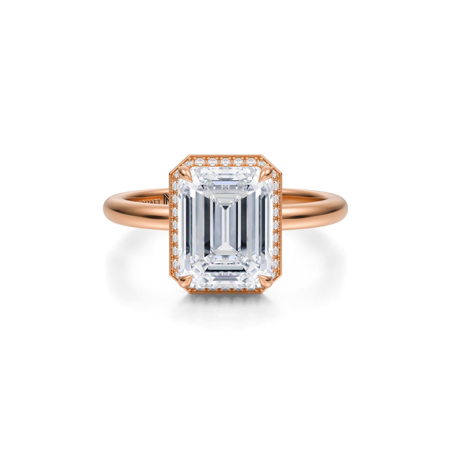 Emerald Knife Edge Halo With Solitaire Ring (1.40 Carat D-VVS2) - Michael Gabriels