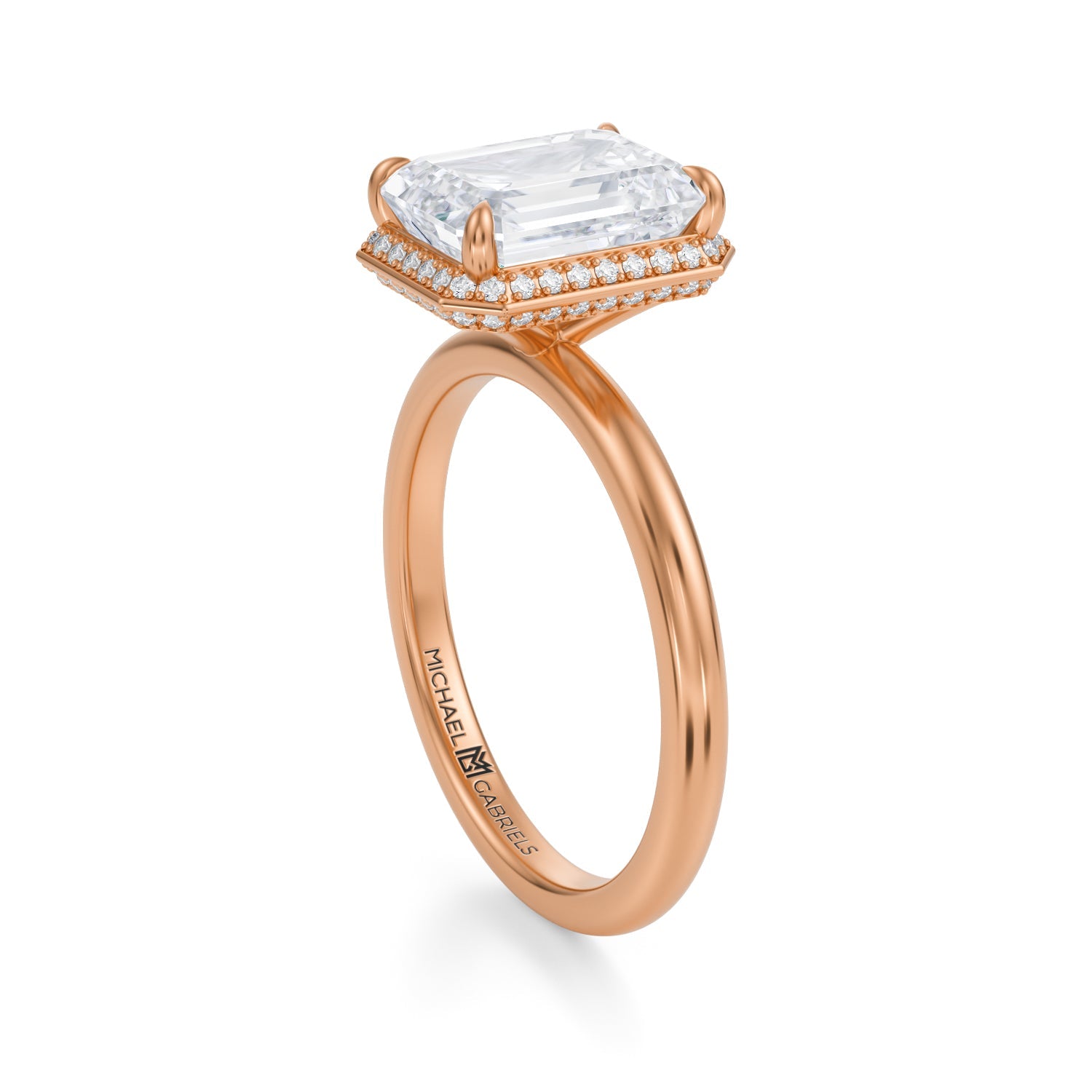 Emerald Knife Edge Halo With Solitaire Ring (2.70 Carat D-VVS2) - Michael Gabriels