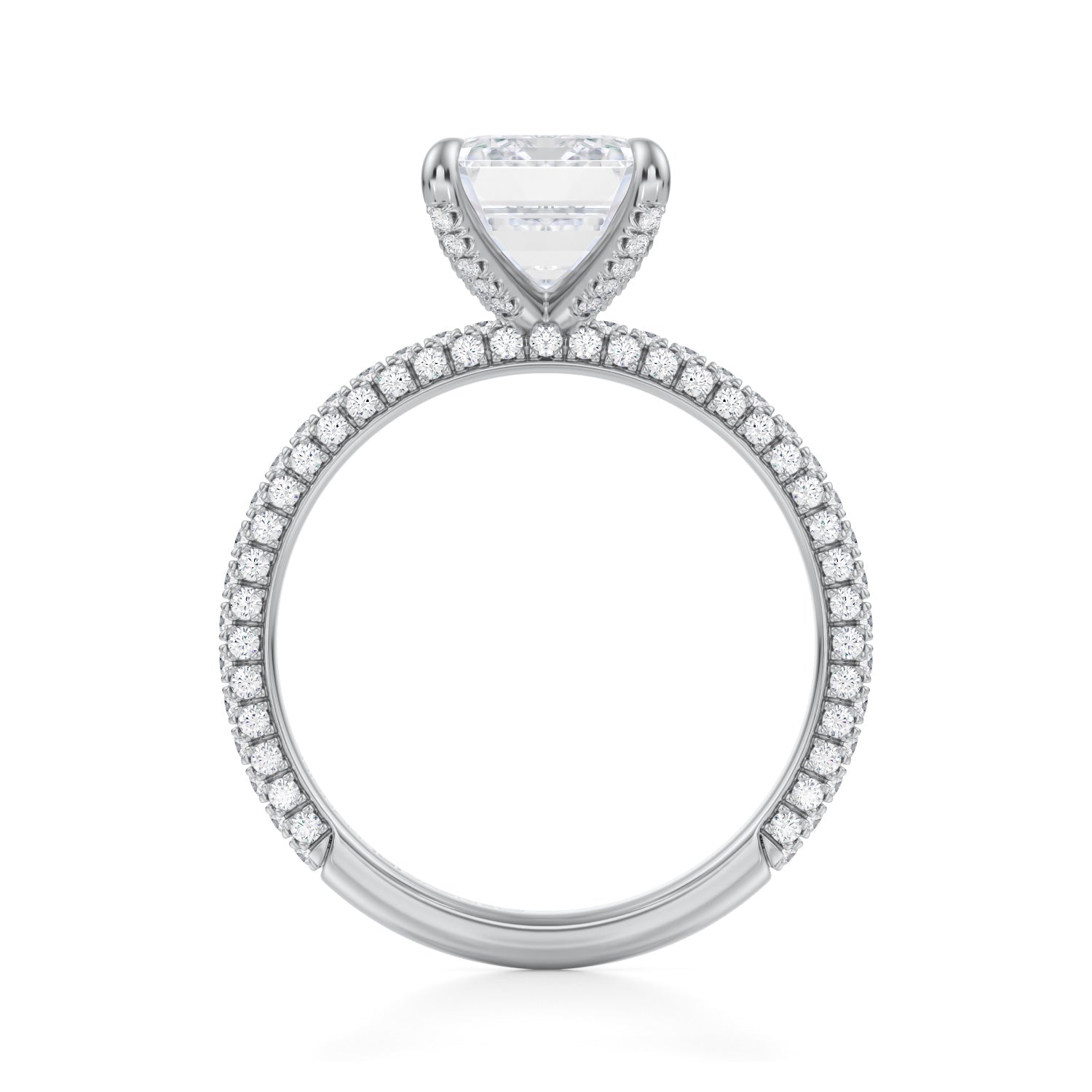 Emerald Knife Edge Pave Ring (2.00 Carat F-VVS2) - Michael Gabriels