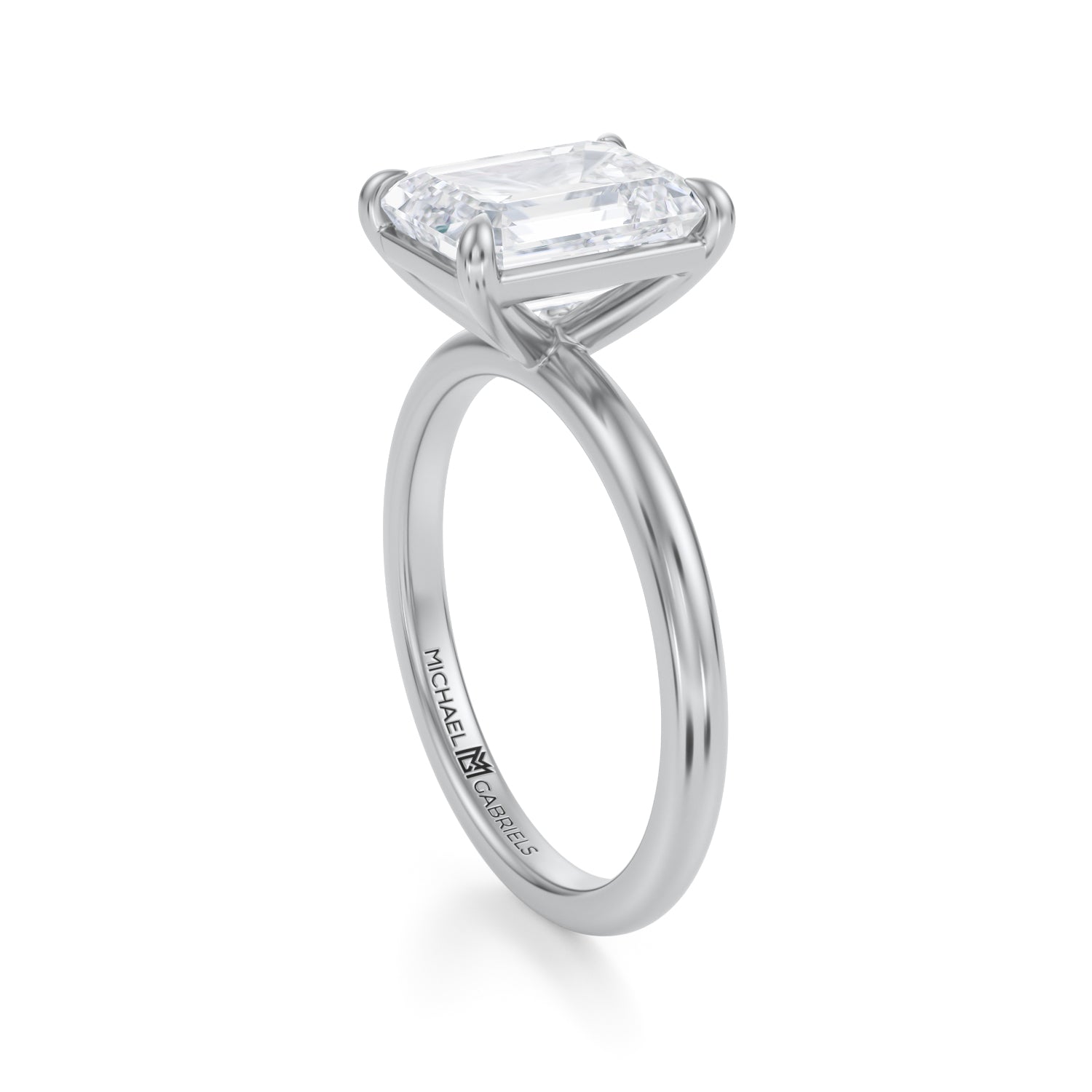 Emerald Martini Basket Solitaire Ring (3.50 Carat E-VVS2) - Michael Gabriels