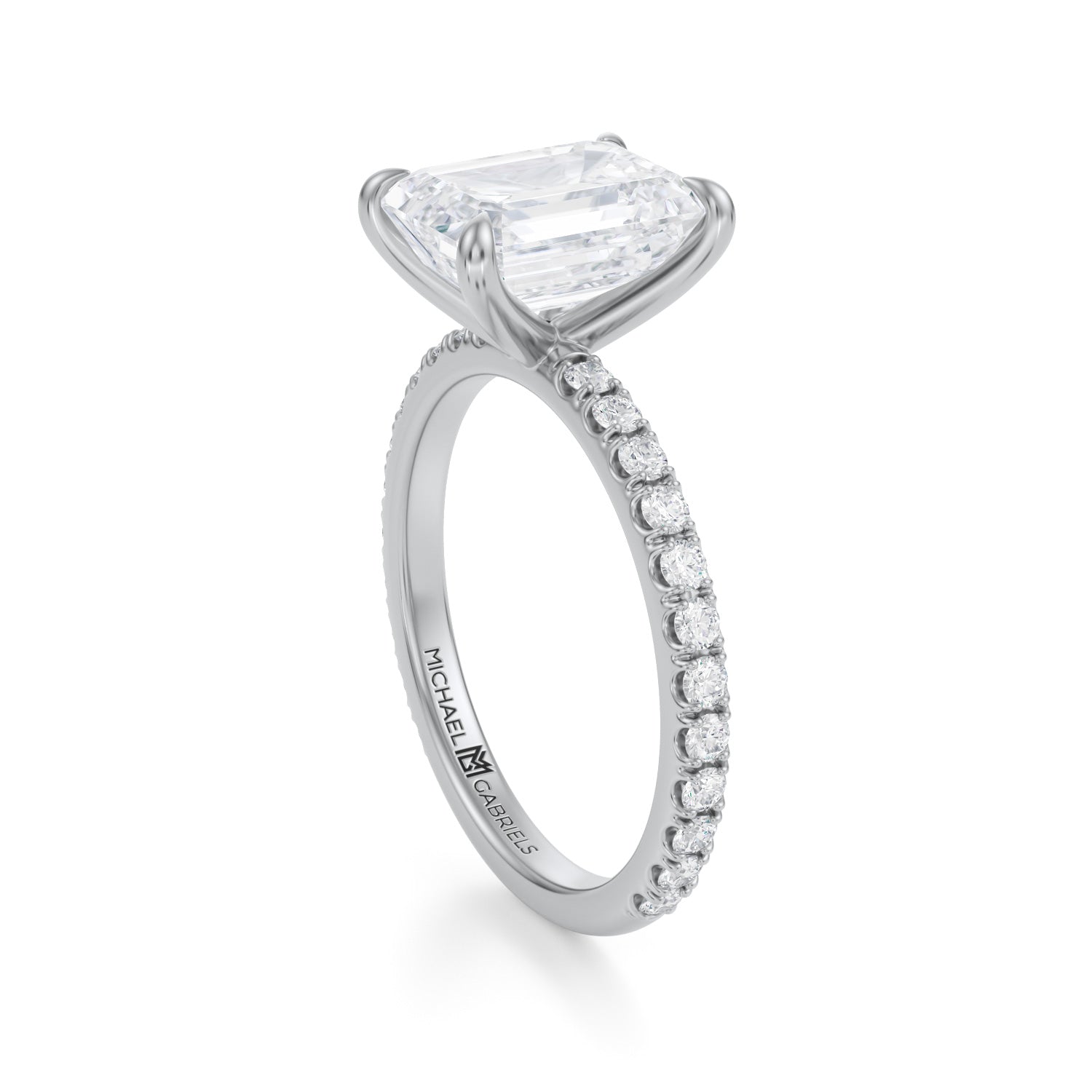 Emerald Modern Pave Ring (3.50 Carat G-VS1) - Michael Gabriels