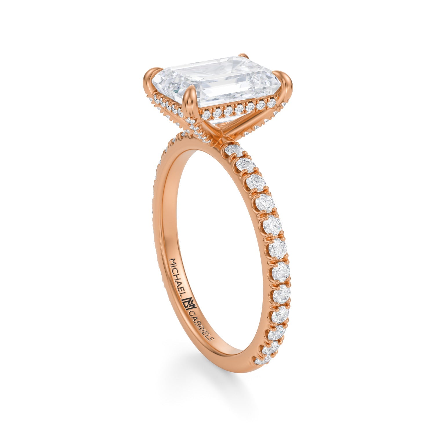 Emerald Pave Basket With Pave Ring (3.00 Carat F-VVS2) - Michael Gabriels