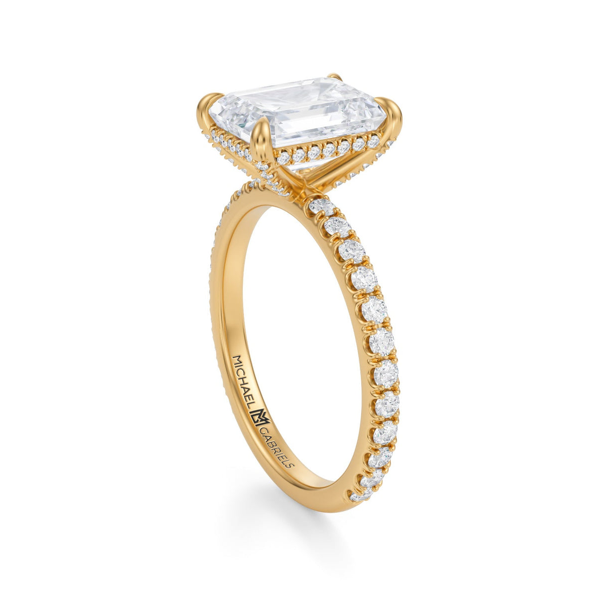 Emerald Pave Basket With Pave Ring (3.00 Carat F-VVS2) - Michael Gabriels