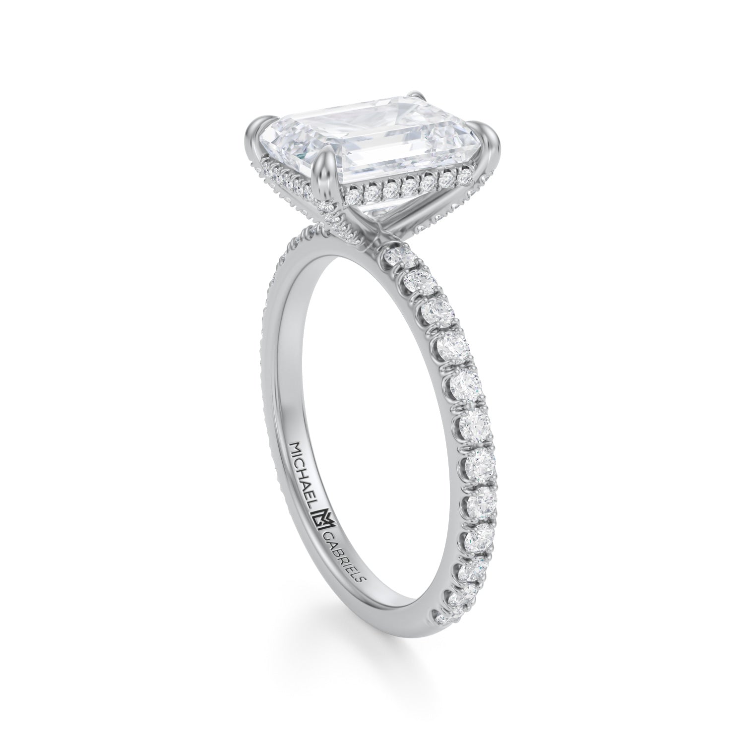 Emerald Pave Basket With Pave Ring (3.40 Carat D-VS1) - Michael Gabriels