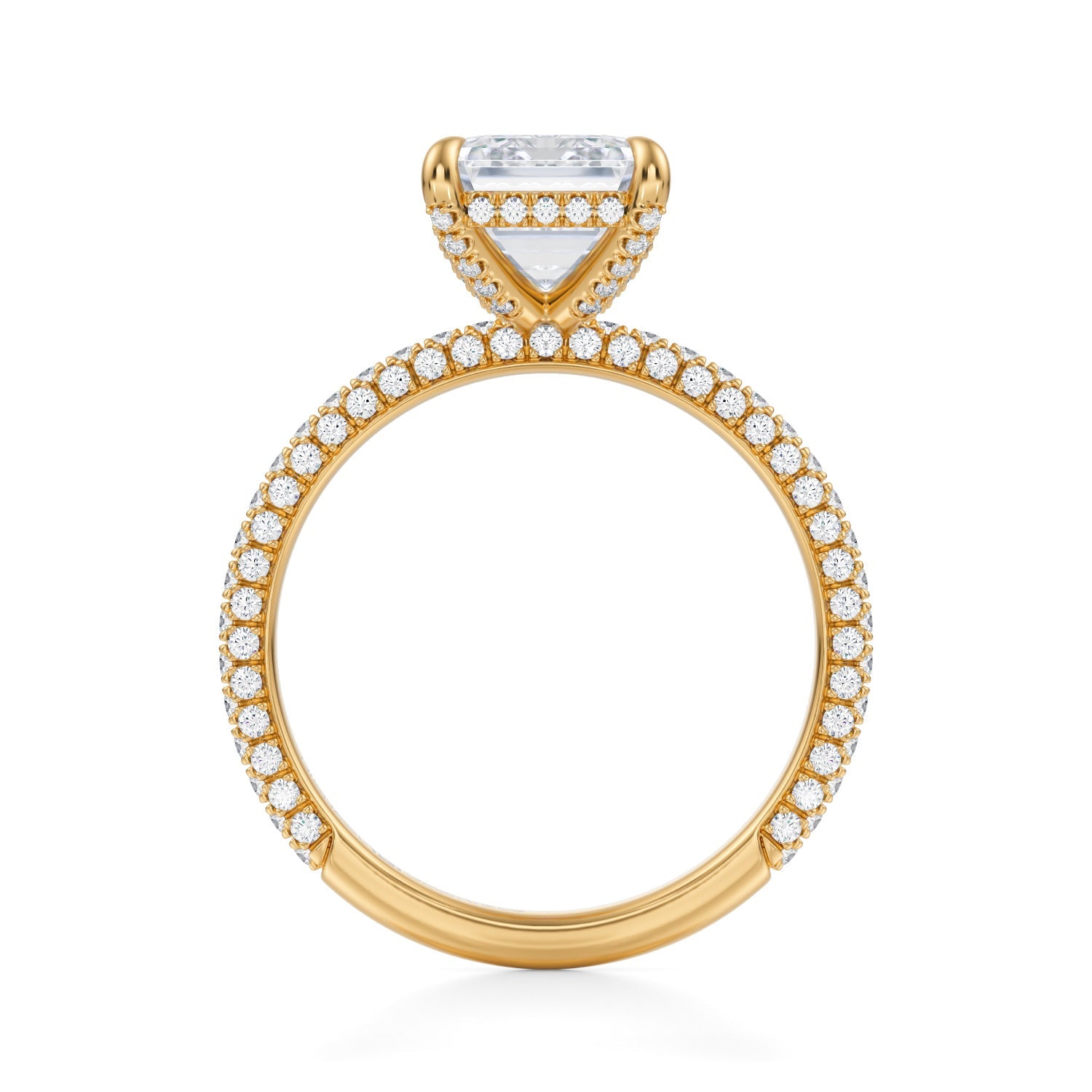 Emerald Pave Basket With Trio Pave Ring (1.00 Carat F-VVS2) - Michael Gabriels