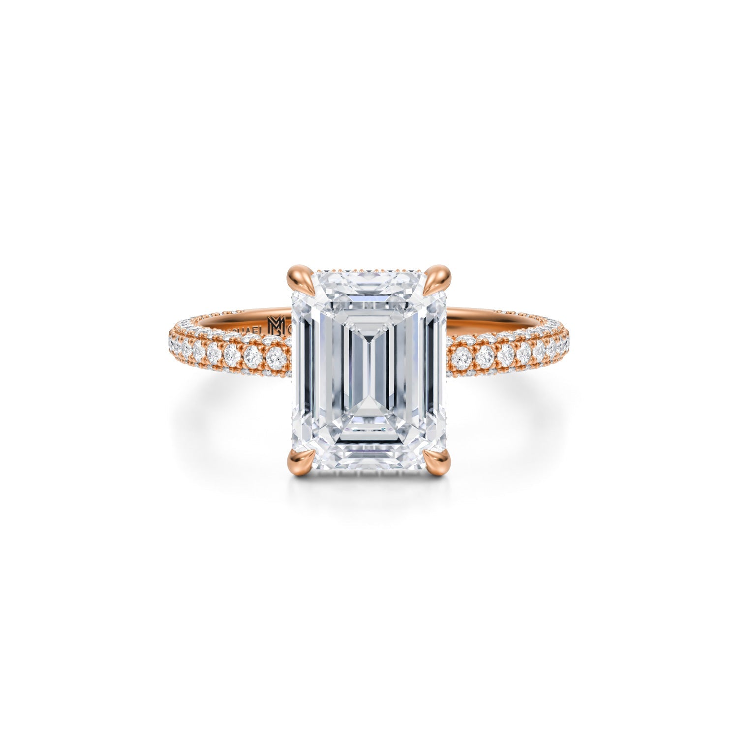Emerald Pave Basket With Trio Pave Ring (2.00 Carat D-VVS2) - Michael Gabriels