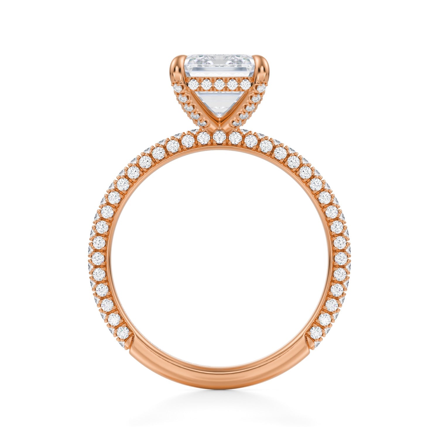 Emerald Pave Basket With Trio Pave Ring (3.00 Carat F-VS1) - Michael Gabriels