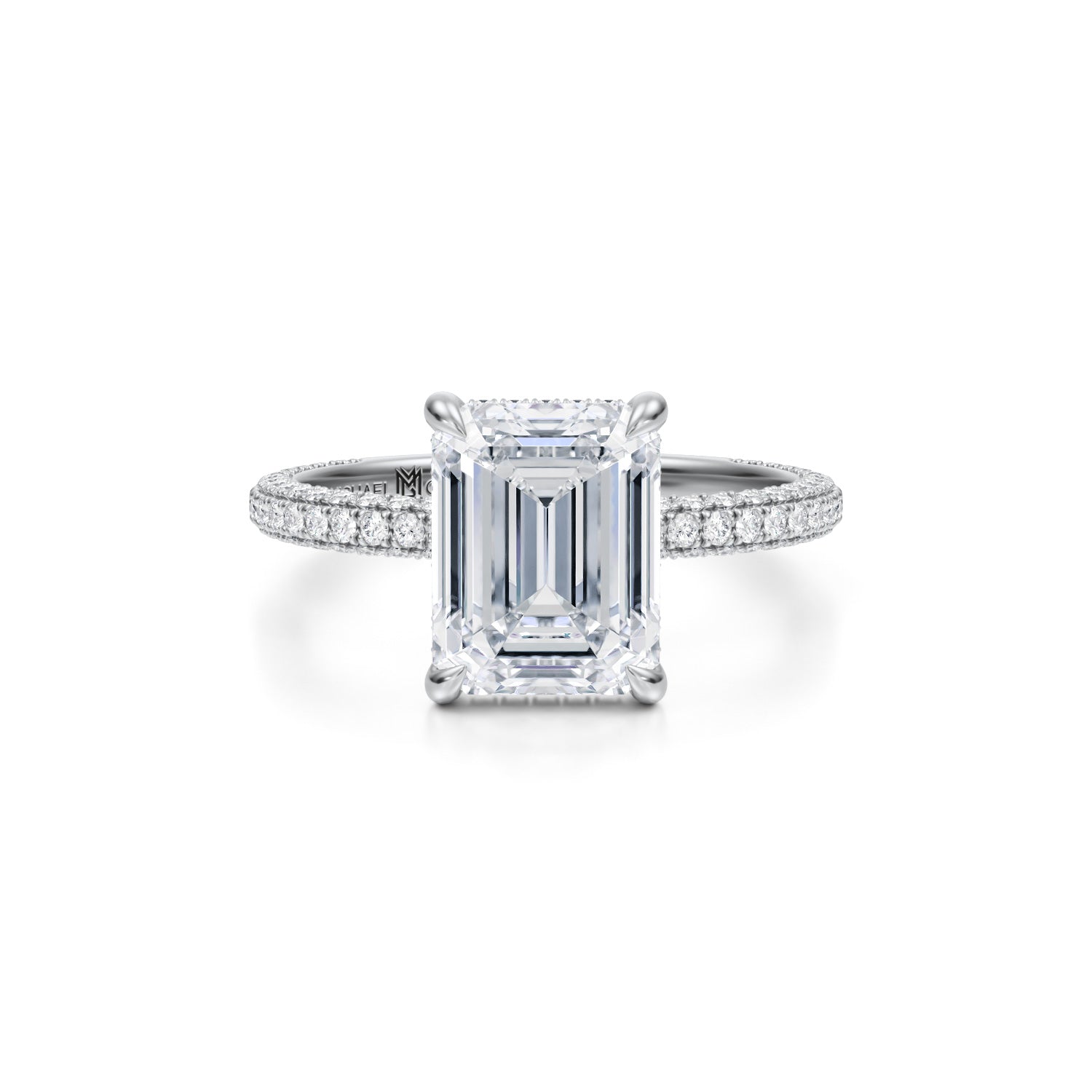 Emerald Pave Basket With Trio Pave Ring (3.70 Carat E-VS1) - Michael Gabriels