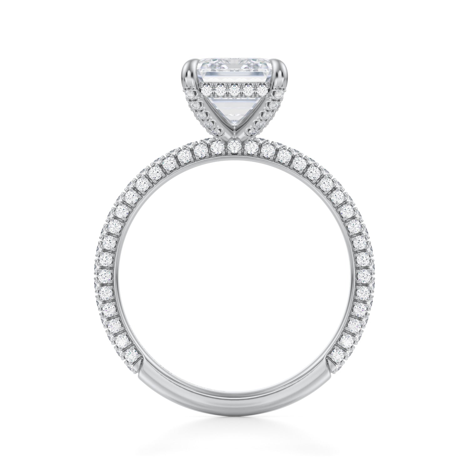 Emerald Pave Basket With Trio Pave Ring (3.70 Carat G-VVS2) - Michael Gabriels