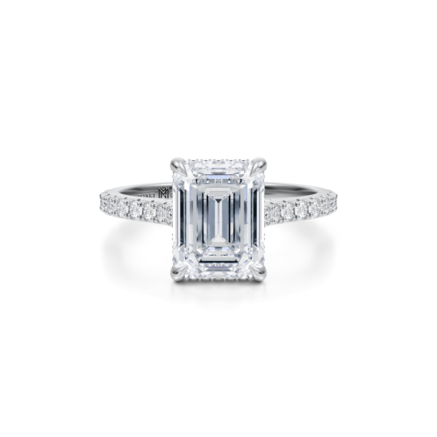 Emerald Pave Cathedral Ring With Pave Basket (2.70 Carat F-VS1) - Michael Gabriels