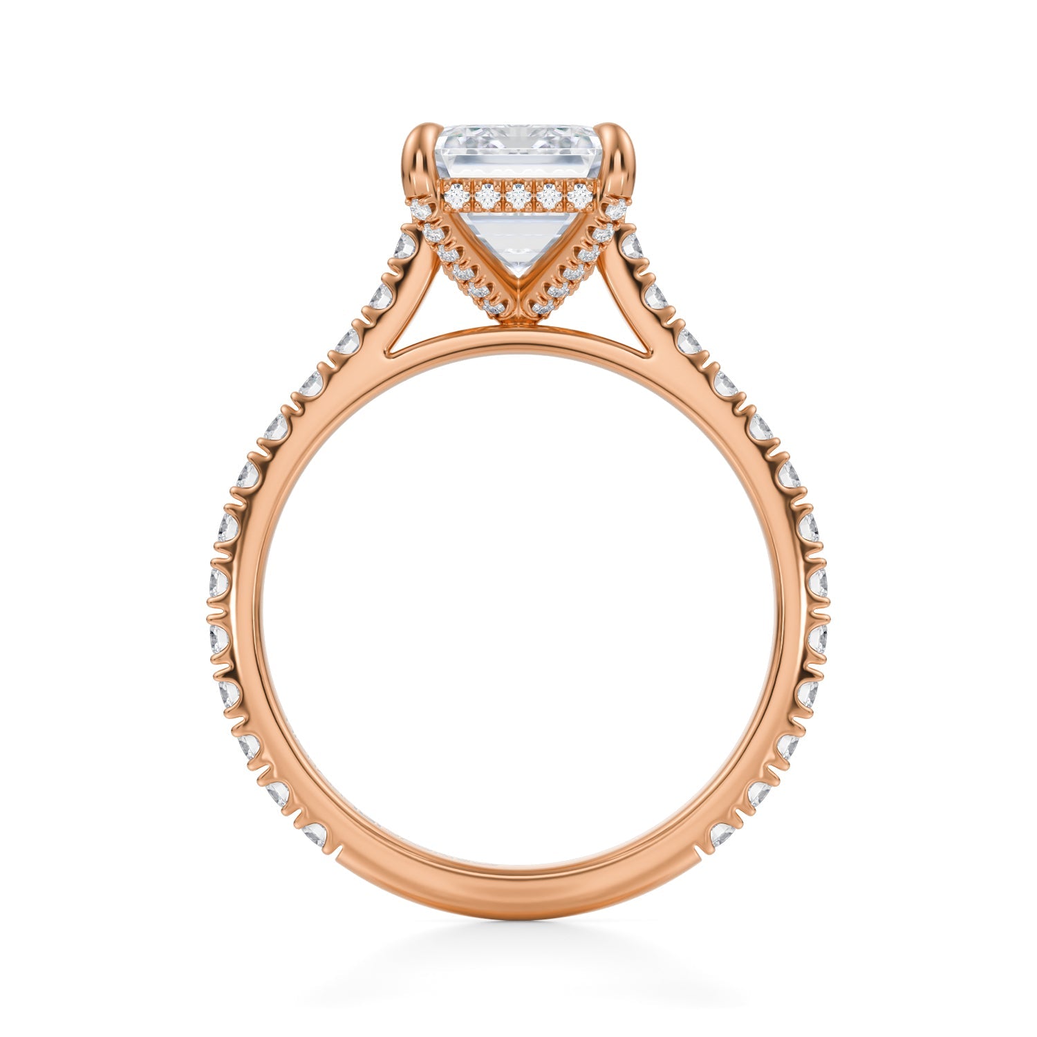 Emerald Pave Cathedral Ring With Pave Basket (3.50 Carat D-VVS2) - Michael Gabriels