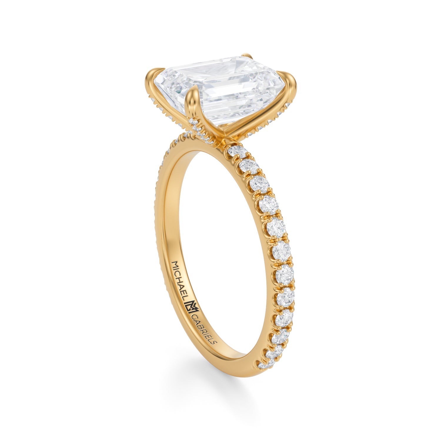 Emerald Pave Ring With Pave Prongs (2.50 Carat E-VVS2) - Michael Gabriels